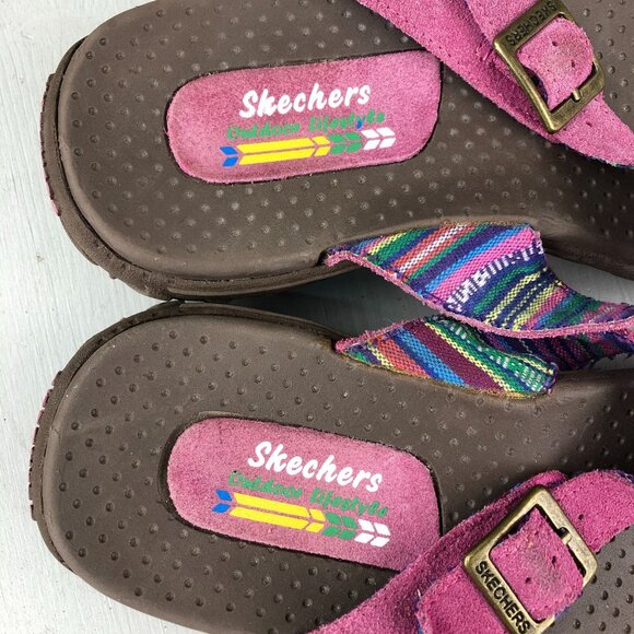 Skechers Women's Size 8 Outdoor Lifestyle Pink Purple Suede Slip On Sandals - Picture 12 of 14